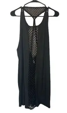 Xhilaration Black Sleeveless Netted Racerback Bathing Suit Cover Up Women Sz L