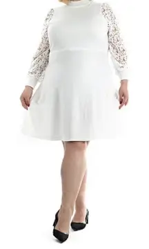 Nina Leonard white/Ivory Mockneck Sweater Dress sz 3X