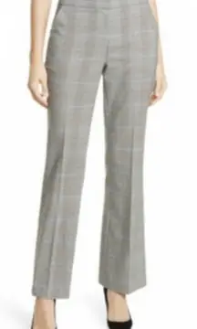 Lewit Grey Tan Glen Plaid Bootcut Trouser Career Pant Size 8