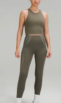 Lululemon NWT Logo Elastic Everlux Shelf Tank Top Graphic Expresso Bone Size 4