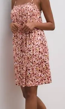 Soma Soft Jersey Flowy Floral Short Dress Pink/Yellow Shelf Bra Size M Soma Wknd