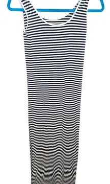 Tees by Tina Stripe Maxi Tank Dress One Size Black Tan Stretch Bodycon Long‎