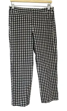 J.Crew kate navy white checkered pants women's size 6 cotton work straight leg