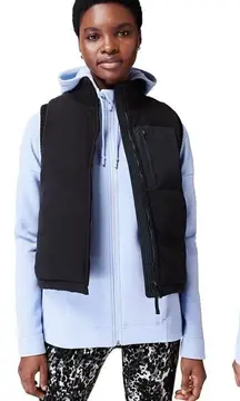 NWT‎ Sweaty Betty Venture Padded Mixed Media Fleece Vest XS black blue cropped