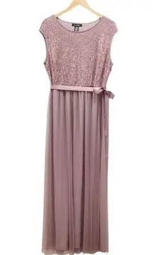 NWT Candalite Dress Formal Gown Mauve Tulle Skirt Lace Sequin Maxi Size XL NEW