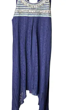 Trixxi Navy and Silver Beaded Dress