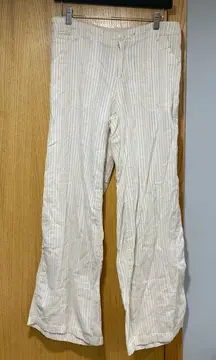 Just Living Cream Striped Pants - Size Medium