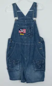 Vintage Disney Womens Overalls Denim Shortalls Shorts Size‎ L Blue Mickey Mouse