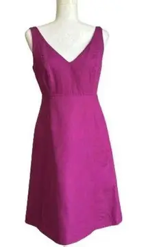 J.Crew Dress Purple Magenta Sleeveless V-Neck V-Back Cotton Summer Dress Size 6P