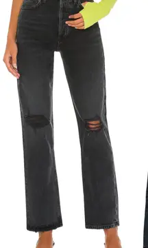 Agolde 90s Pinch Waist Jeans Howl Wash Distressed Cotton Denim Black Size‎ 27