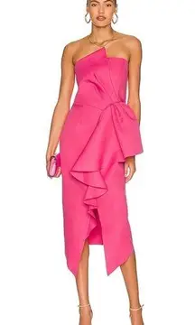 Elliatt  Reception Strapless Dress Fuchsia Large Wedding Guest Revolve Ruffle