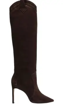 Schutz - Eliana Suede Knee-High Stiletto Heeled Boots Black Sz 8