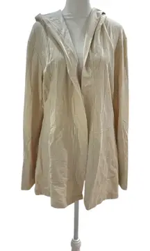 Basin Range Beige Knit Hooded Cardigan Duster Open Front Long Sleeve XL