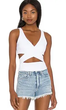 NWT Susana Monaco White Cutout Crossover Crop Top in Sugar Sz Large $128