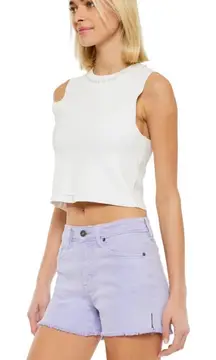 KanCan High Rise Raw Hem Denim Shorts Lilac Lavender Purple‎ size medium