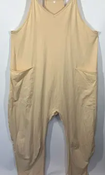 Women's Adjustable Strap with Pockets Slip On Jumpsuit Beige Size Medium NWOT