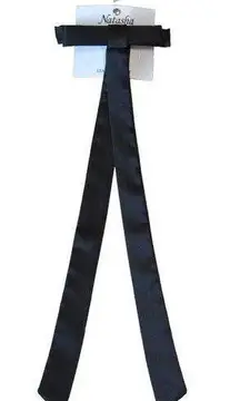 Natasha nwt set of 2 Black Silk Skinny Bow Barrette Long Tail Hair Bow Hair Clip