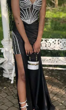 Black sparkly corset prom dress