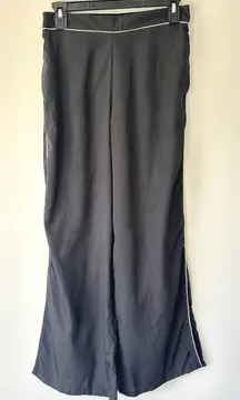 Jason Wu Black Wide Leg Straight Pant White Stripe Satin Flowy Track Pant Sporty