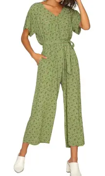 Sanctuary Women's‎ Green Andi Floral Print Faux Wrap Jumpsuit Size Large