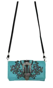 Classic Western Buckle Crossbody Trifold Wallet