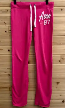 Y2K Aeropostale Size XS Hot Pink Low Rise Straight Leg Graphic Sweatpants