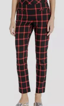 Trina Turk Plaid‎ Montebello Ankle Trouser Pant in Black Red Size 2
