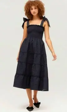 Hill House The Ribbon Ellie Nap Dress Women’s Size Small Black Tiered Smocked