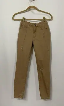 Kensie Jeans Distressed Stretch Ankle Jeans Women’s 2/26 Camel