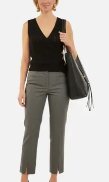 Black eyelet crossover top, ladies large stretchy V-neck sleeveless side button