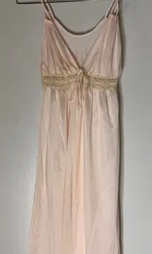 Vintage‎ Movie Star Nylon Midi Night Gown Pink Size Small