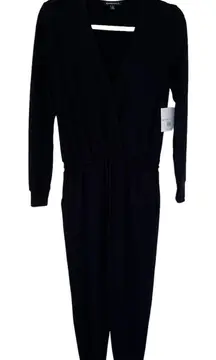 Beyond Yoga Cozy Fleece Overlapping Jumpsuit Black