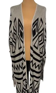 Gibson Latimer Women's Aztec Geometric Open Front Knit Cardigan - Size L