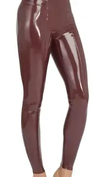 Spanx Faux Patent Leather Leggings Large Burgundy‎ Ruby