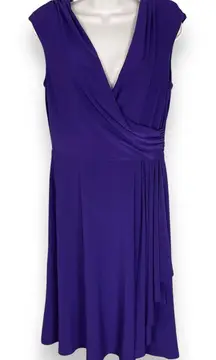 Ralph Lauren Dress Faux Wrap Jersey Size 10 MENDED Knee Length Hem Office Career