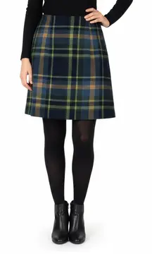 Maurices Plaid Wool Mini Skirt Womens 6 Blue Green Vintage Preppy Dark Academia