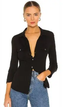 James Perse Contrast Panel Shirt in Black