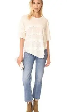 IRO Jeans Cream Distressed Birtie Linen Destroyed Tee