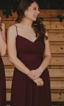 David’s Bridal Burgundy Bridesmaid Formal Dress
