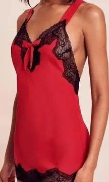 Adore Me Lilith Babydoll Red With Black Lace Sash Tie Closure XL
