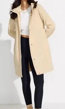 Mondetta Raincoat Hooded Longline Soft Shell Warm Beige Coat Size Medium