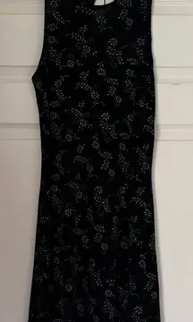 Vintage Y2K stretchy black mini dress with sparkly silver design