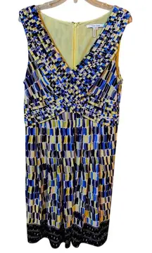 Max and Cleo Geometric Print Sleeveless Fit & Flare Dress - Size 14