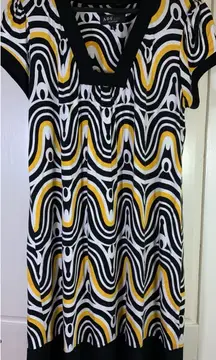 ABS Allen Schwartz Retro Y2K 70s Style Dress‎ Womens Large Square Neck Stretch