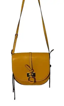 ZARA vegan yellow semicircle sling crossbody sadle bag