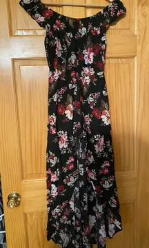 Floral Shorts Romper High Low