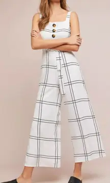 Anthropologie Sancia Valou Jumpsuit in White Windowpane Large