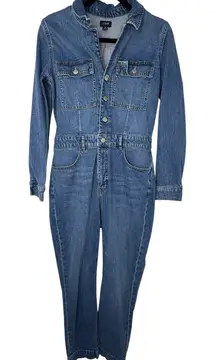 J.Crew Factory Denim Utility Jumpsuit Women 2 Blue Casual