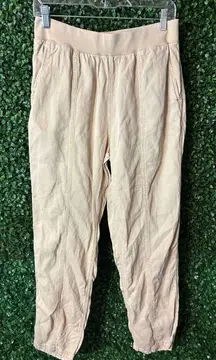 FAHERTY TAN LINEN AND TENCEL STRAIGHT LEG PANTS SZ LARGE