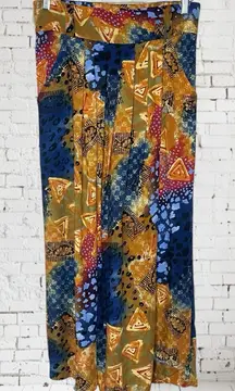 CHEMISTRY Colorful Retro Print Wide Leg Pull-On Pant, Medium